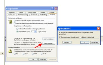 Speicherort für Outlook Express