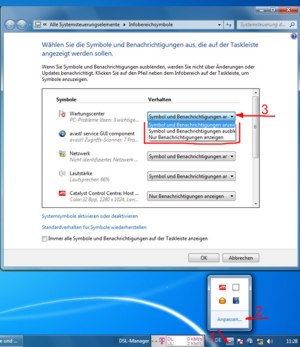 Symbole im Infobereich, Linksklick vergrößern