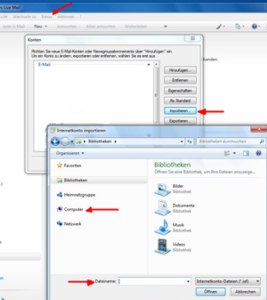 Email Konten importieren