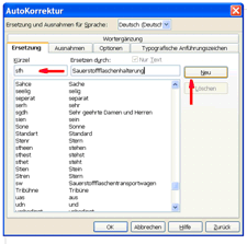 Autokorrektur Open Office