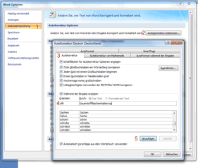 Autokorrektur Word
