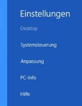 Charm Einstellungen oberer Bereich