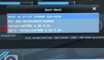 UEFI Bootmenue